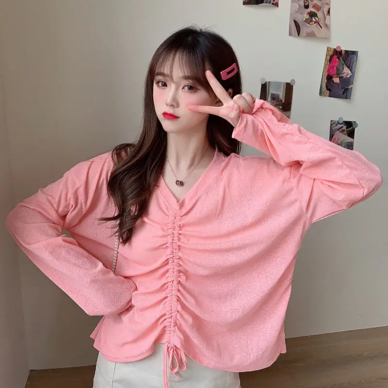 

Autumn Winter Fashion Women's Long Sleeve Top Smock French Shirt Ice Silk Coat Designer Free Shipping Wholesale T-shirt New Za