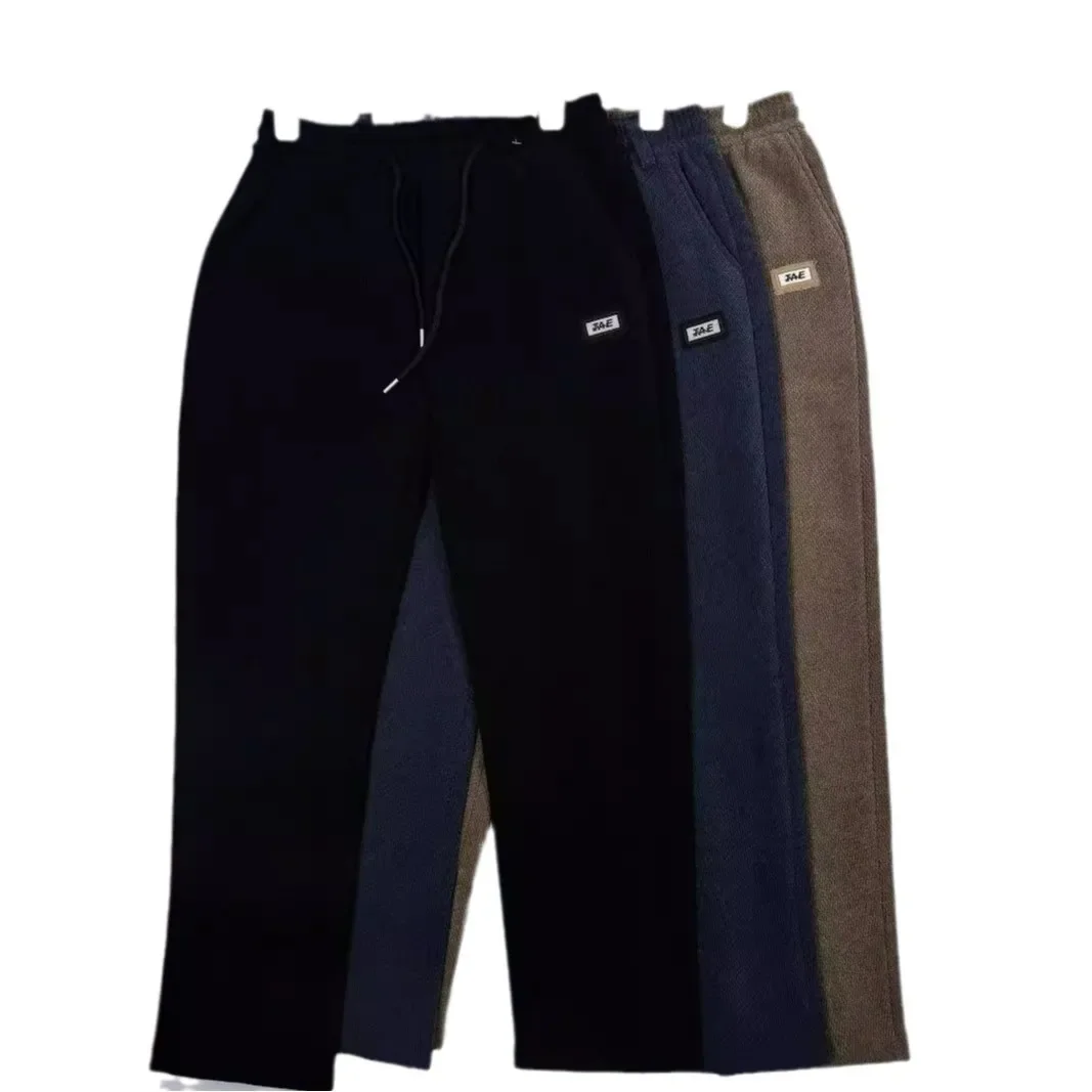 2024 зимние мужские повседневные брюки модные утолщенные прямые на флисовой