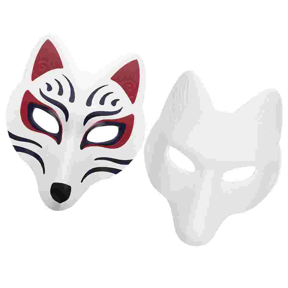 

2 Pcs Fox Mask Adult Teenager DIY Embryo Classic Blank Cosplay Party Masquerade Masks White Halloween Eva Therian