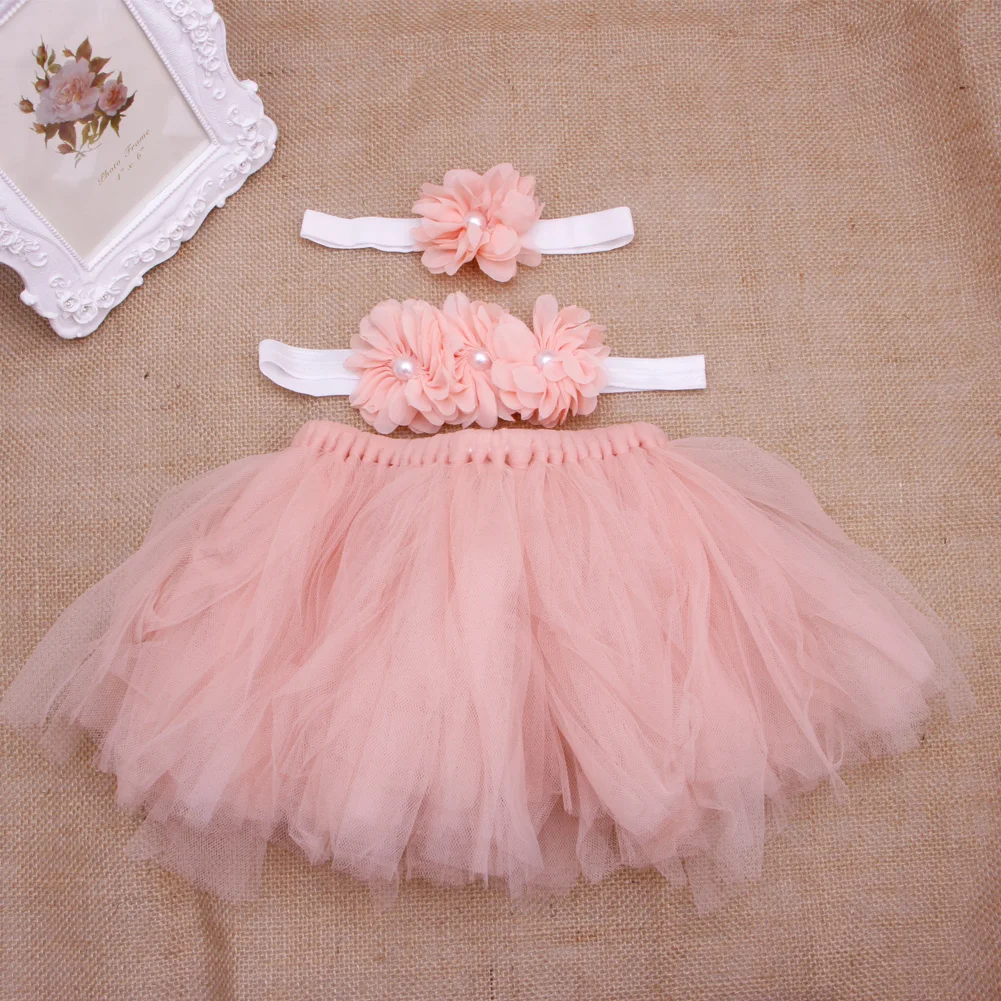 

3pcs Newborn Fluffy Tutu Skirts Baby Kids Tulle Skirt with Flower Headband Set Children Baby Tutus Dancing Pettiskirt