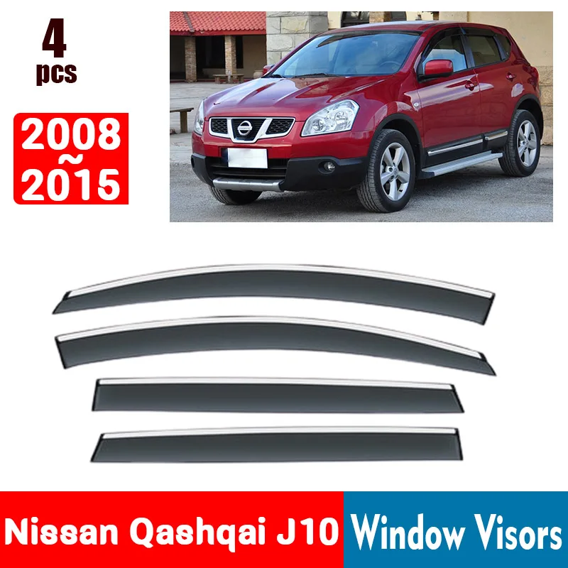 FOR Nissan Qashqai J10 2008-2015 Window Visors Rain Guard Windows Rain Cover Deflector Awning Shield Vent Guard Shade Cover Trim
