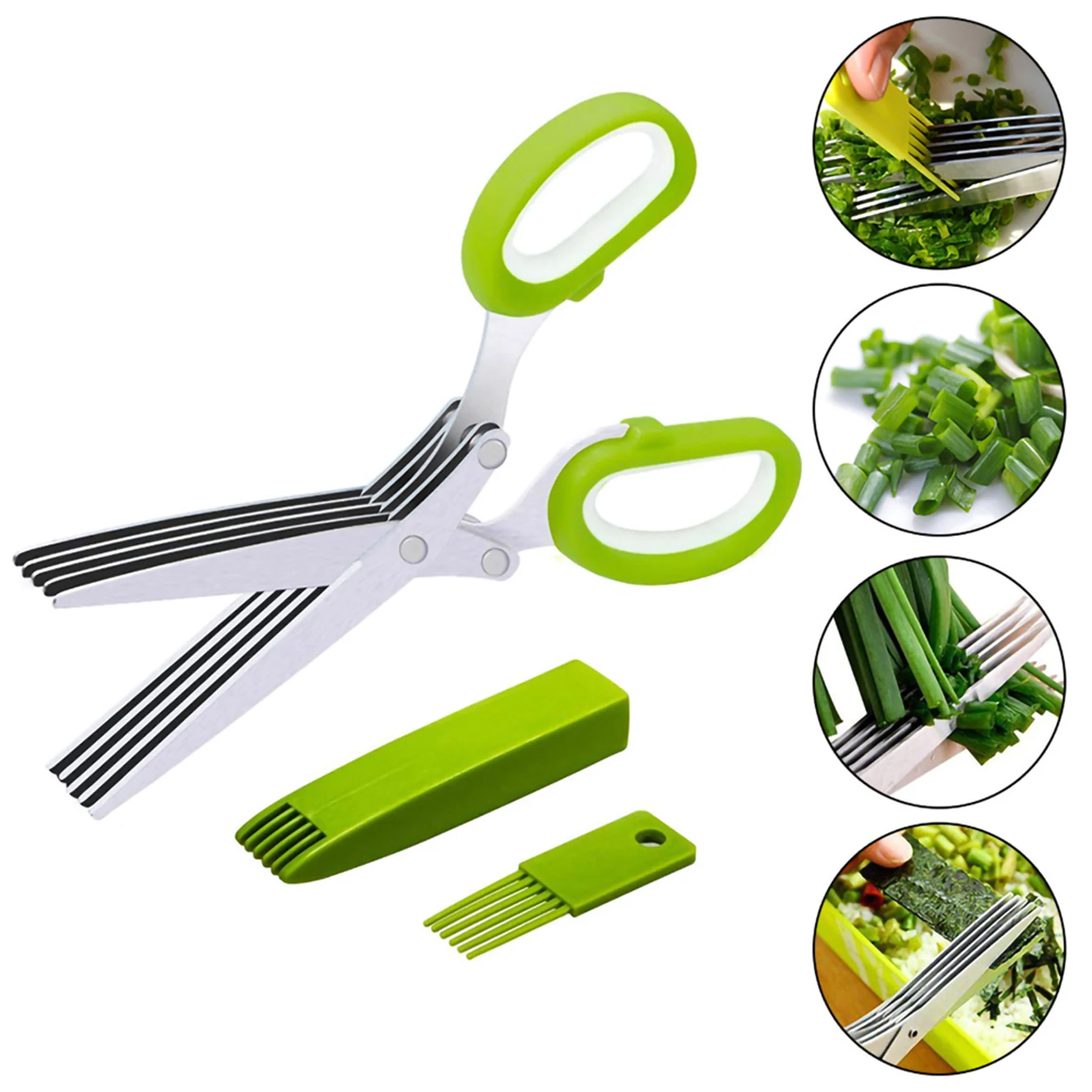 

Kitchen Chopped Scissors Onion Herb Seaweed Spice Minced Blades Multi-layer Scissors Cutter Scallion Multipurpose Chopped Tool