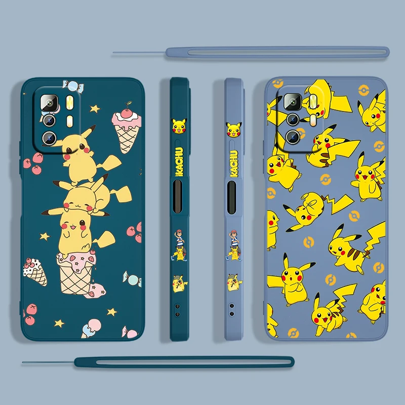 

Anime Pikachu Cute For Xiaomi Redmi Note 11 11S 10 10S 9 9S 9T 8 8T 7 5 Pro 4G 5G Liquid Left Rope Phone Case Fundas Capa Cover