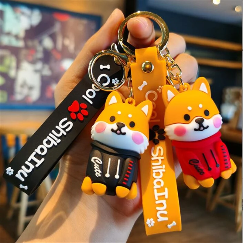 

New Creative Cartoon Anime Dog Metal Keychain Alloy Key Holder Hanging Pendant Souvenir Car Bag Key Chains Rubber Keyring Gifts