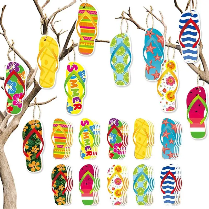 

10Pcs Summer Decorative Hawaiian Hanging Tags Summer Beach Party Swimming Pool SlippersTags Birthday Party DIY Card Decoration