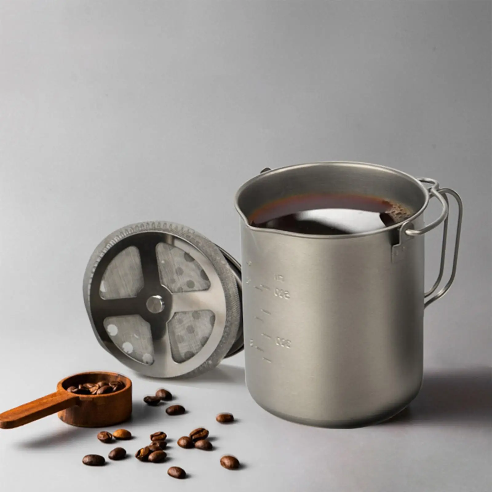 

French Press Coffee Maker 750ml Filtration System Camping Mug for Outdoor Home