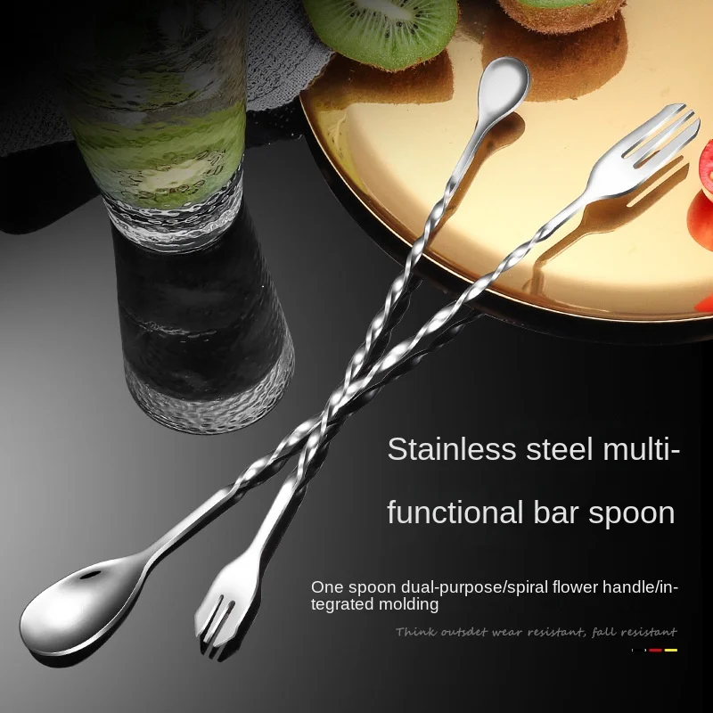 

Island Stainless Steel Bar Spoon Long Stirrer Thread Bar Stirring Spoon Cocktail Double-Headed Cocktail Spoon