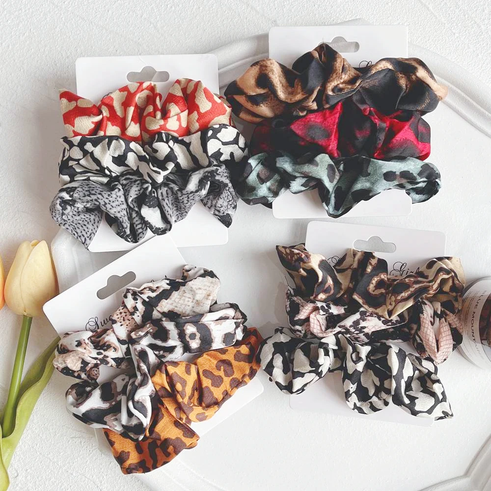 

Резинки для волос шифоновые с леопардовым принтом, 3 шт./компл.