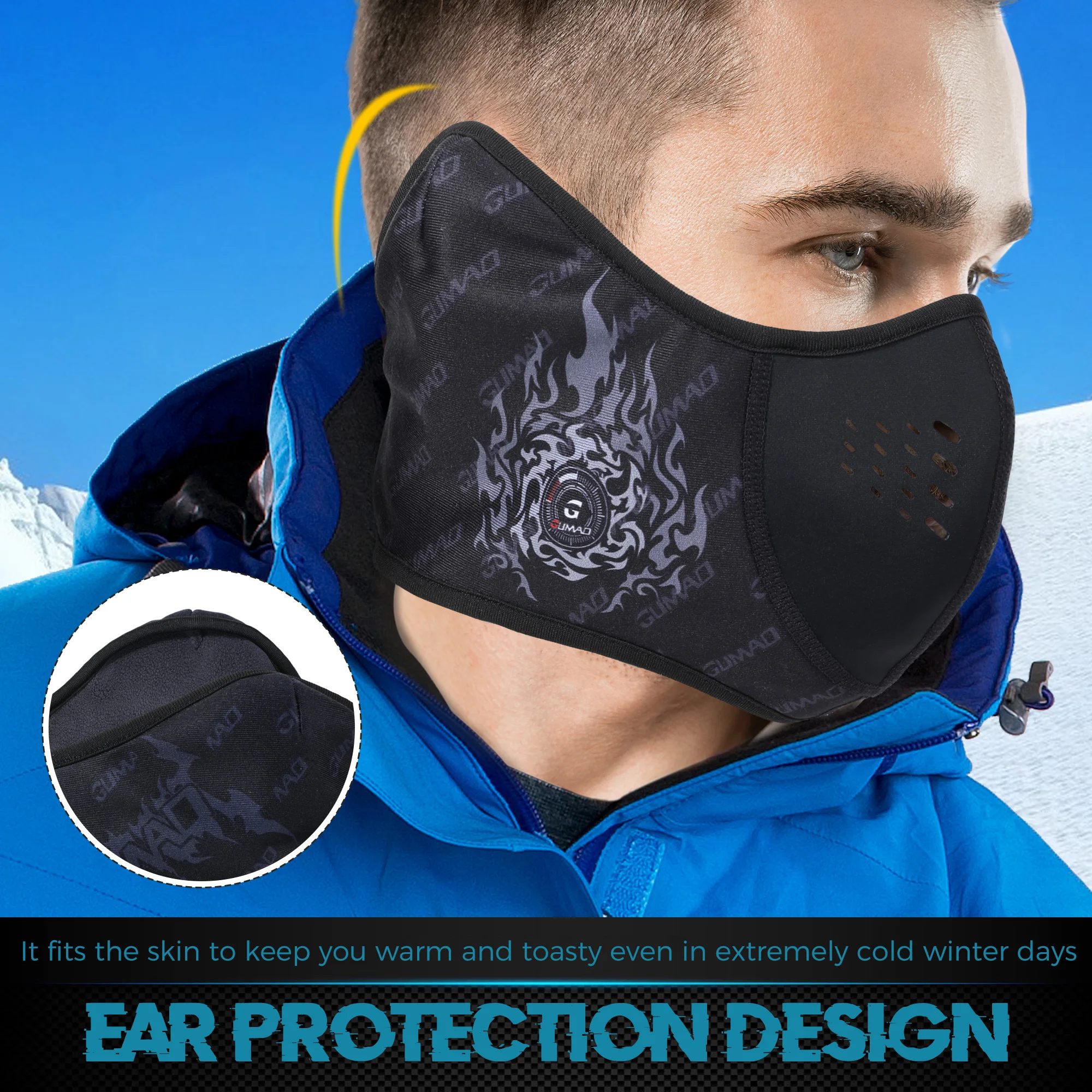 Зимняя флисовая маска-бандана термозащитная маска для лица ветрозащитная грелка