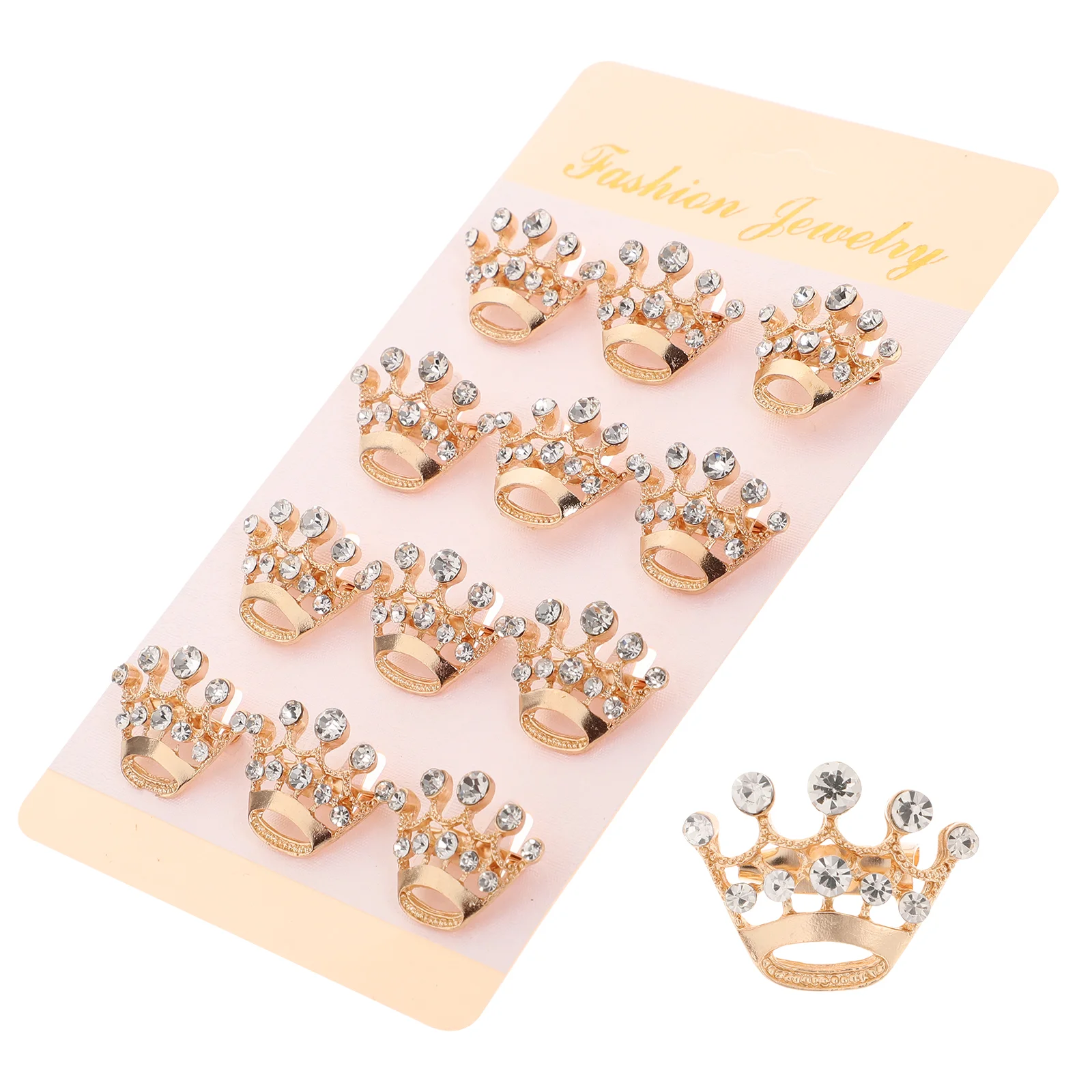 

12pcs Fashion Diamante Wedding Party Pageant Tiara Crown Corsage Brooch Pin (Gold)