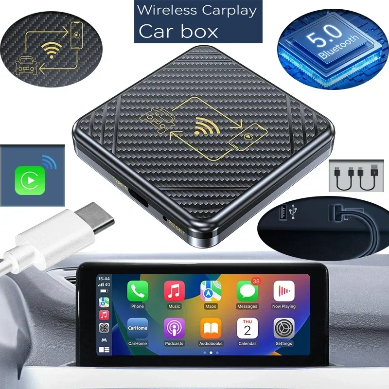 Android Wireless Carplay Box 2-в-1 Bluetooth 5.0 Адаптивный Экран Активного Подключения