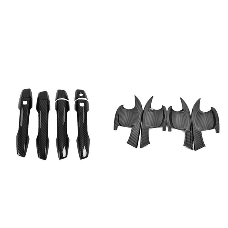 

8PCS Carbon Fiber Exterior Door Handle Bowl + Door Handle Cover Trim for Mitsubishi Xpander 2017-2021