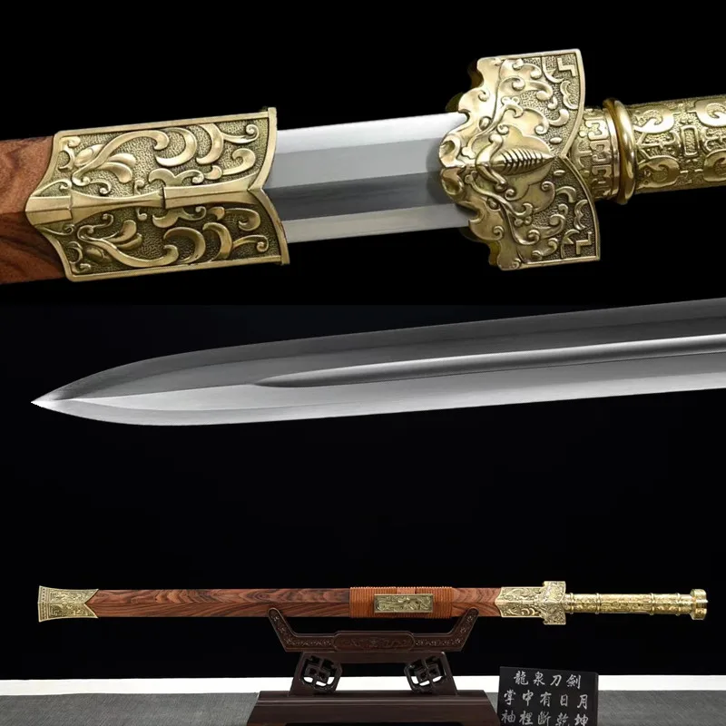 

Винтажный Традиционный китайский меч, кованый вручную стальной лезвие династии Хань, полноразмерный меч Тан, настоящий Espada, Chinesa, розовое де...