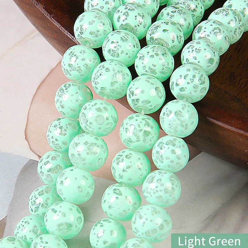 

Light Green Crystal Beads Ceramic Veins Smooth Loose Round Spacer Beads For Bracelets Handmade DIY Jewelry Components Making 15"