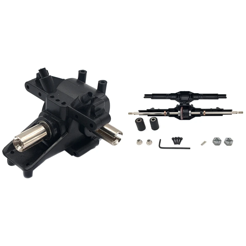 

2 Set RC Car Part: 1 Pcs Metal Differential Gear Front Rear Wave Box & 1 Set Rear Axle Rear Gearbox Accessory Parts
