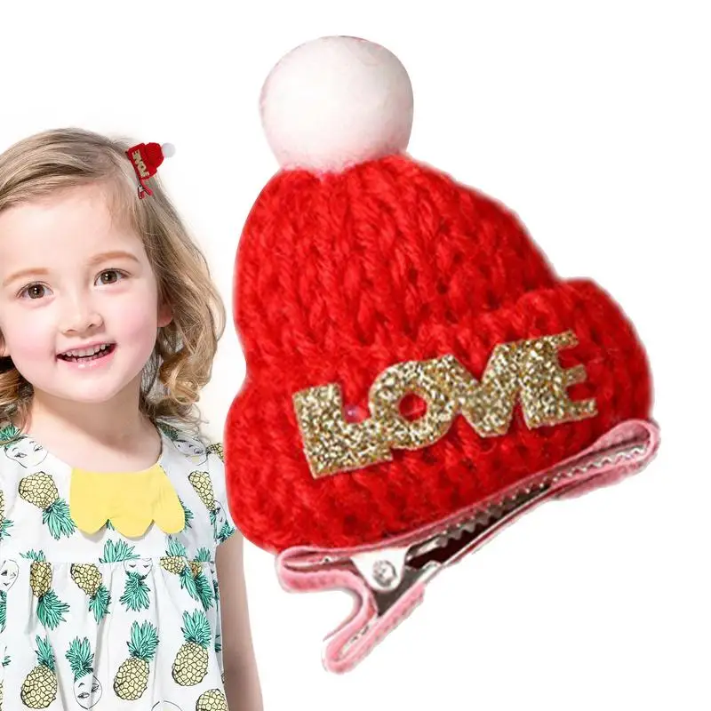 

Christmas Beanie Hair Clip Comfortable Beanie Shape Mini Knitted Hair Clip Children's Fashion Hairpins For Traveling Christmas