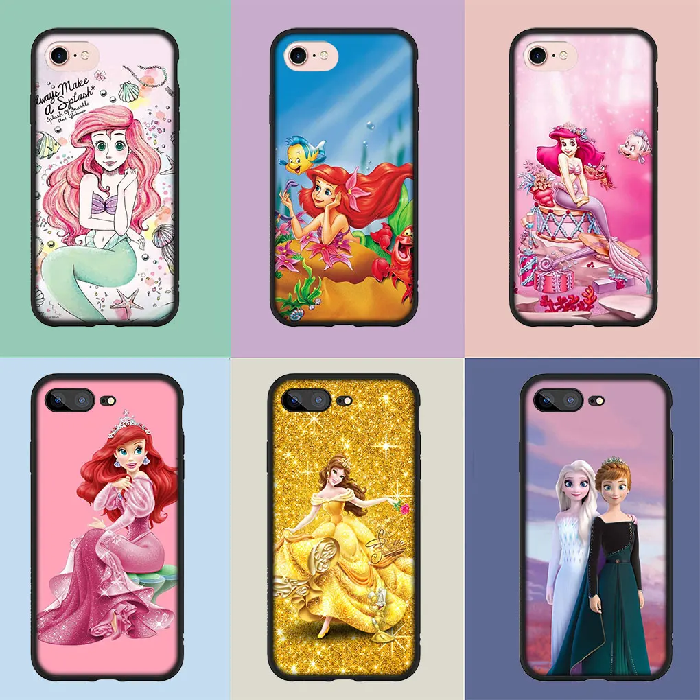 Мягкий чехол D-Disneys Princess для iPhone 16 15 14 13 12 Mini Pro XS Max X XR 7 8 Plus + 15+ телефона