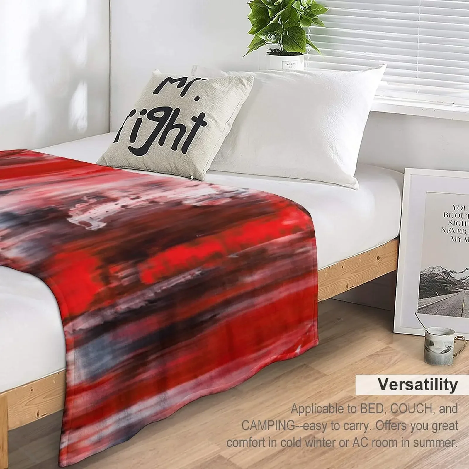 Абстрактное изображение #2-черные белые красные волны Бросьте Одеяло волосы