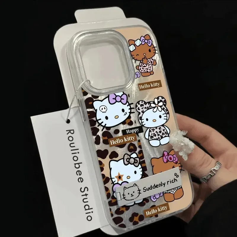 Leopard Slips KT Cat Network Red Large Hole Suitable For Apple 16Pro Max Phone Case 12 New Style iPhone 13 Anti-Fall 11