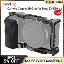 SmallRig for Sony ZV-E10 Cage with Silicone Grip and Built-in Quick Release Plate for Arca-Swiss Cage Rig Kit w Cold Shoe 3538