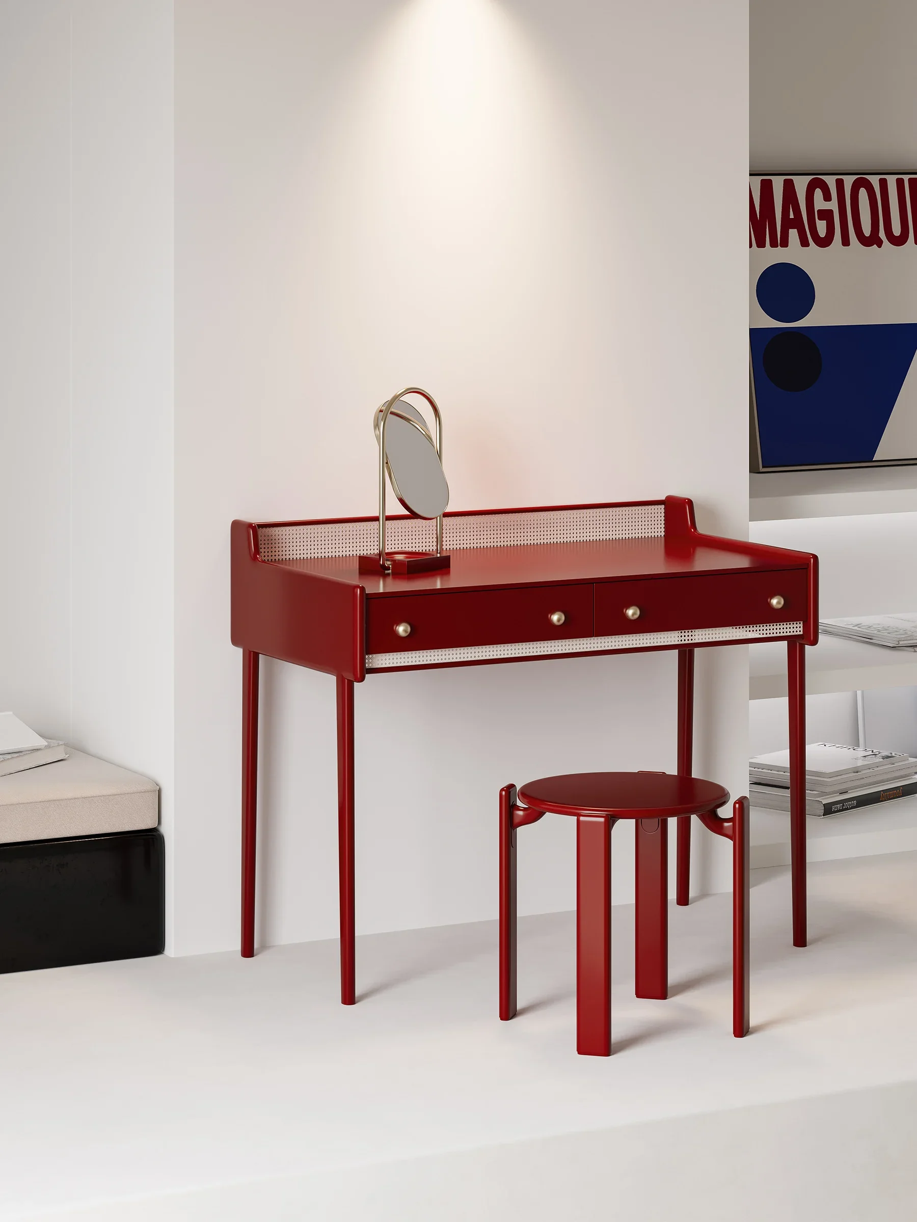 

Simple and Light Luxury Rattan Dresser Light Luxury and Simplicity Elegant Bedroom Furniture Makeup Table Design Table