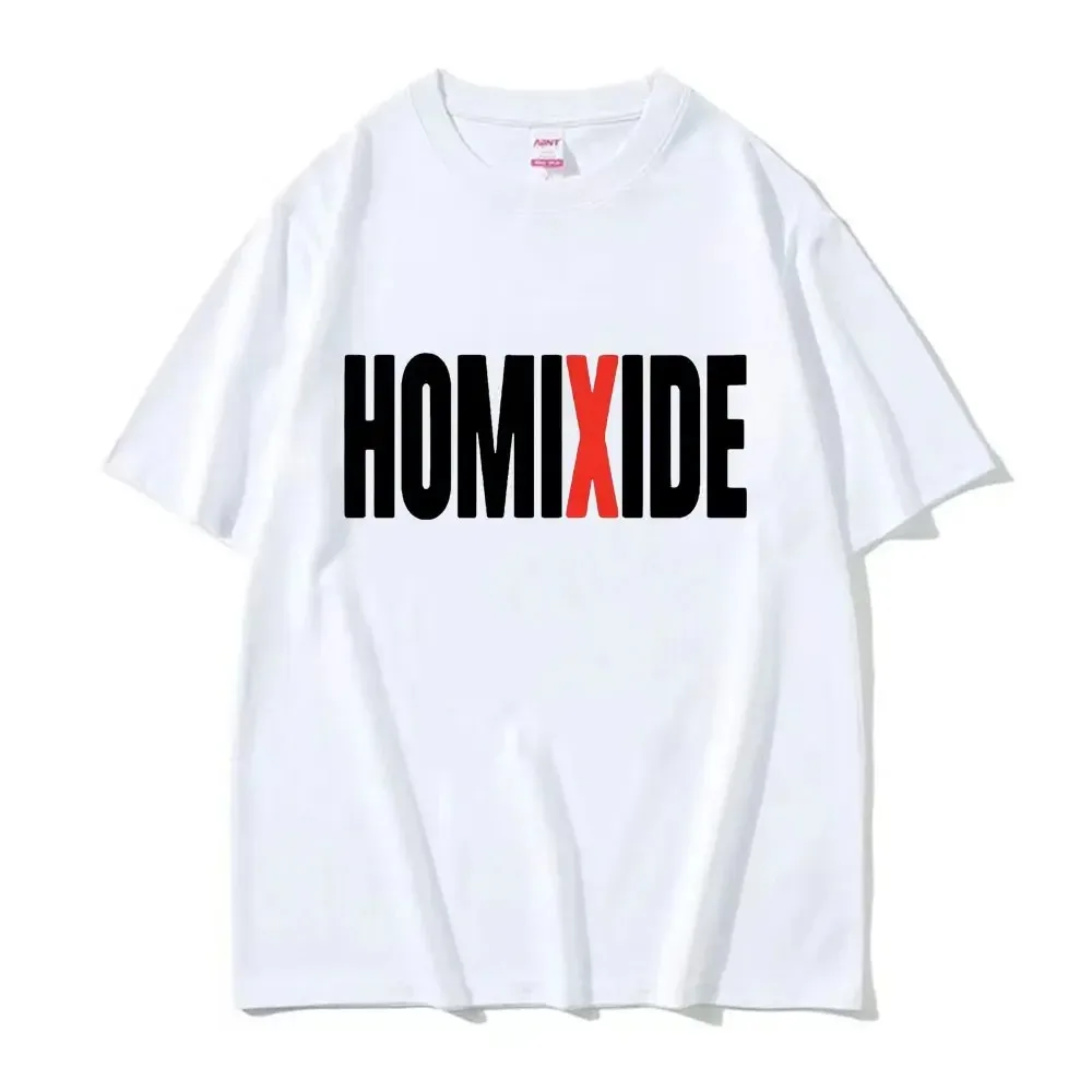 Фото Футболка Rapper HOMIXIDE с графическим принтом для мужчин и женщин, хлопковая футболка с коротким рукавом, модная футболка в стиле хип-хоп 2024, футболки большого размера, одежда №4