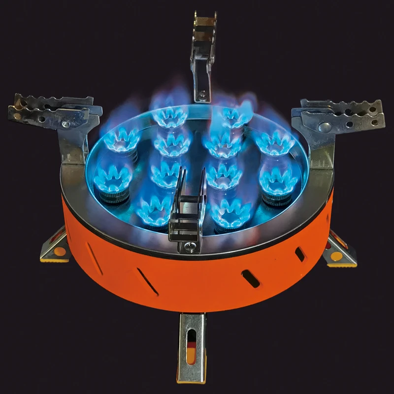 

ZYZY 12 Holes Burner Camping Stove 21800W High Power Strong Firepower Outdoor Gas Stove Foldable Stainless Steel Camp Cooker