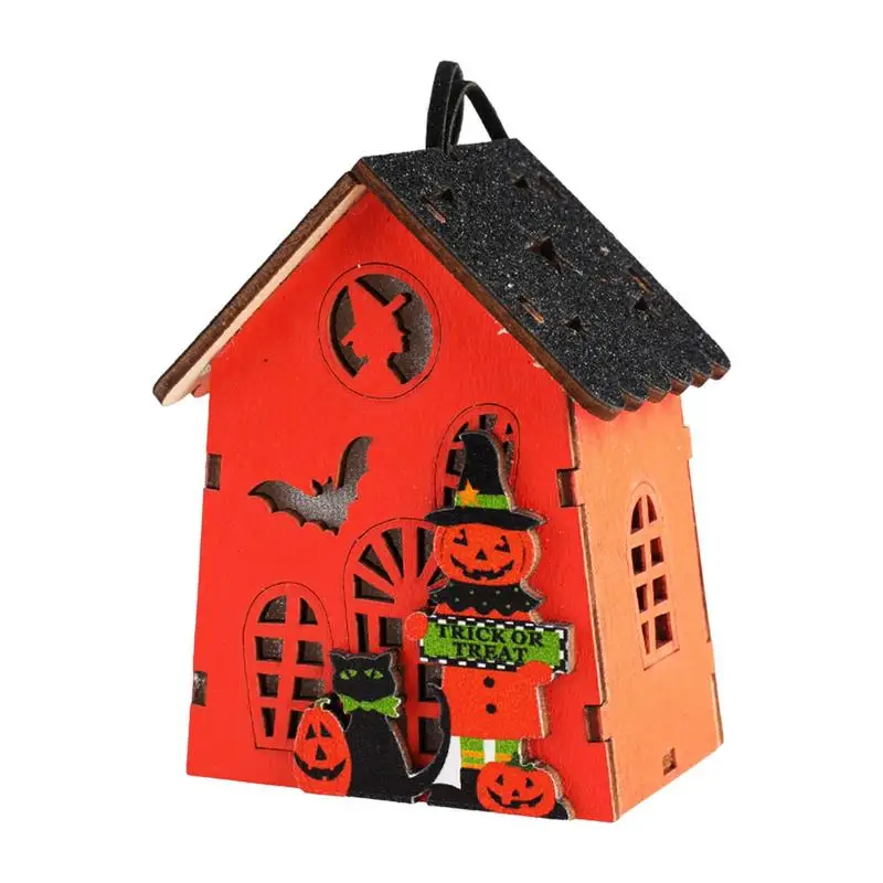 

Светодиодные мини-фонари на Хэллоуин, подвесной домик на батарейках, деревянный фонарь в виде тыквы для Хэллоуина на открытом воздухе, фонарь на Хэллоуин