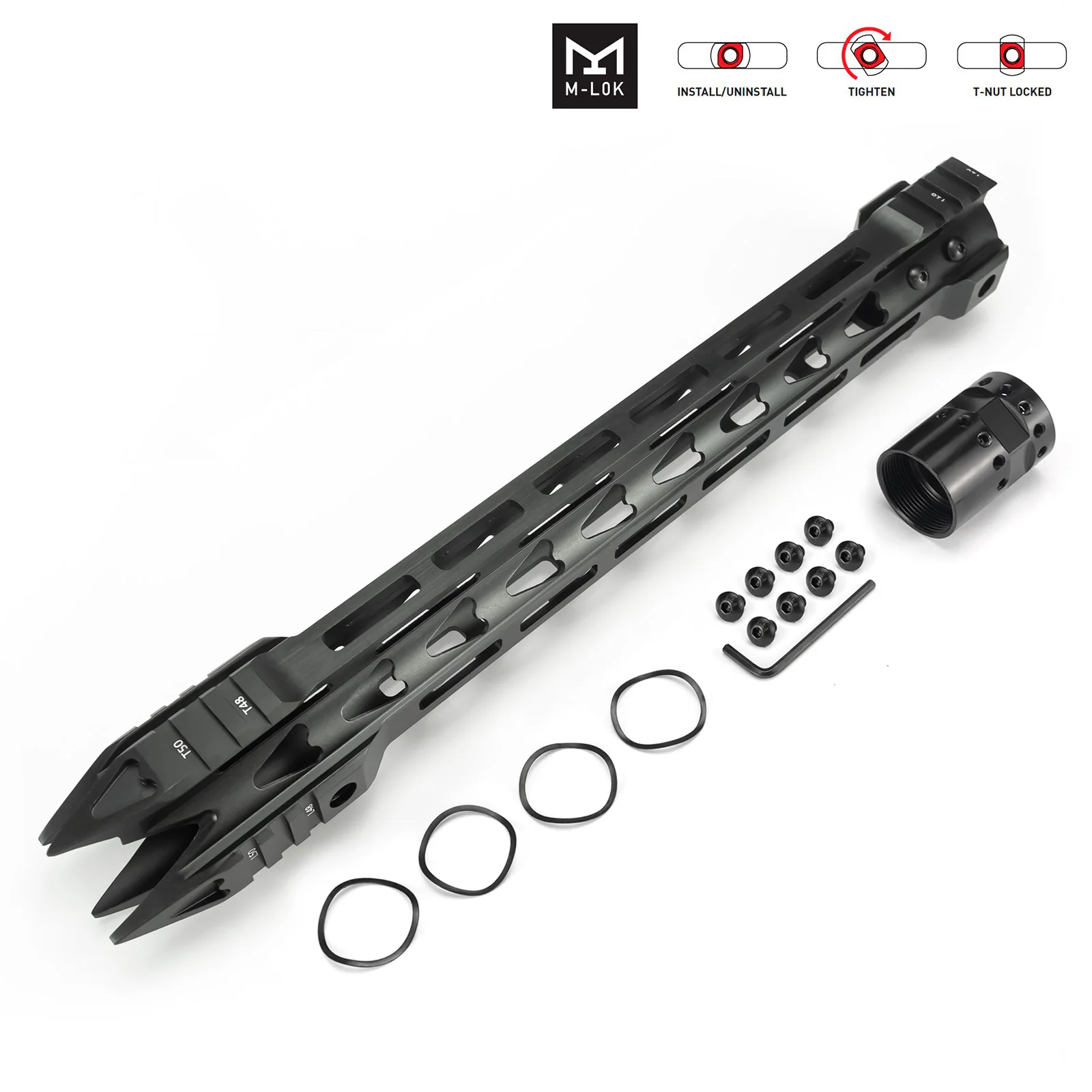 

15" L AR15 Mlok Handguard Barrel Nut Super Slim Quad Rail Free Float Picatinny Rail Scope Mount Accessories On .22 5.56 M4 M16