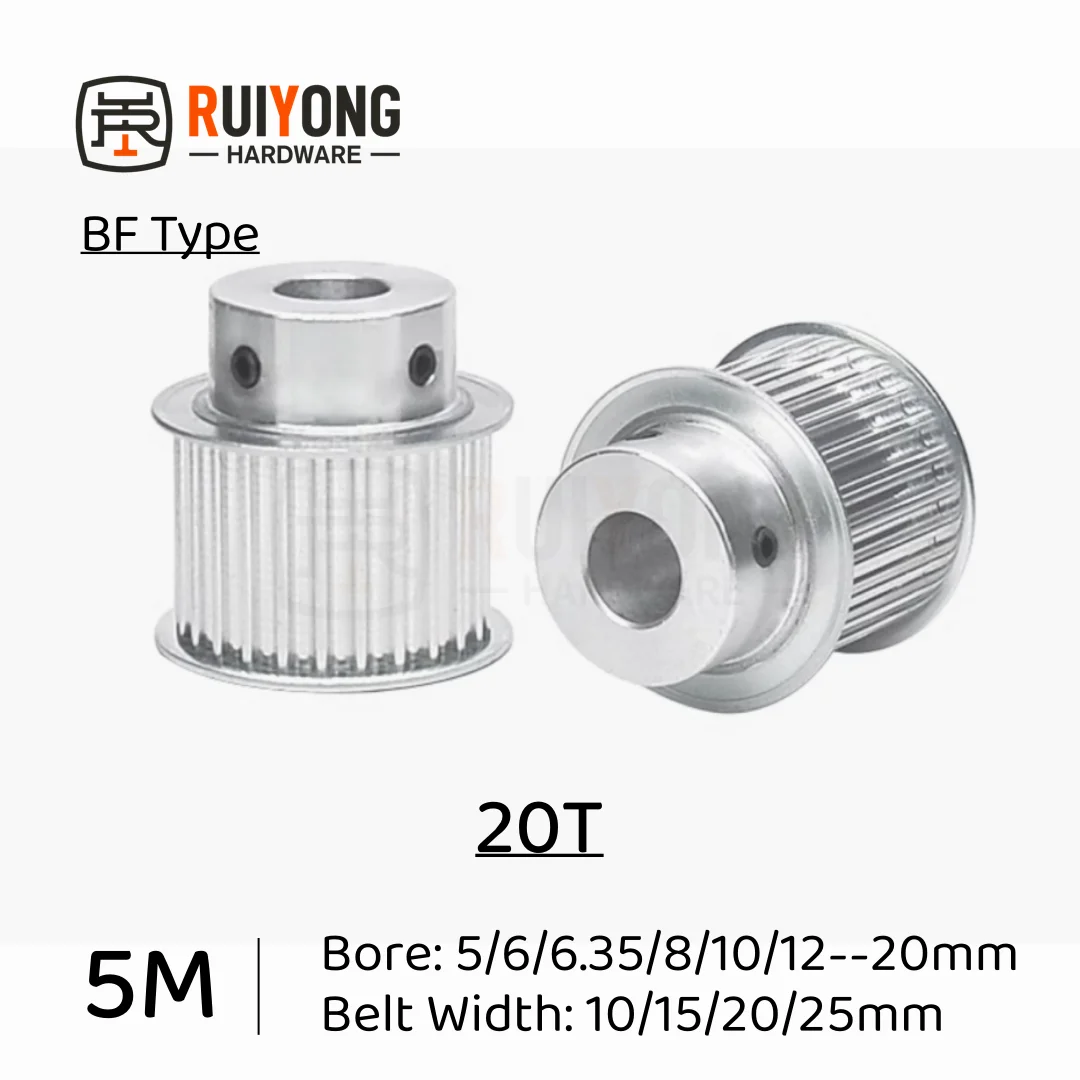 

HTD5M Timing Pulley 20Teeth BF Type Bore 5/6/6.35/8/10/12mm--20mm Belt Width10/15/20/25mm 3D printed parts 5GT