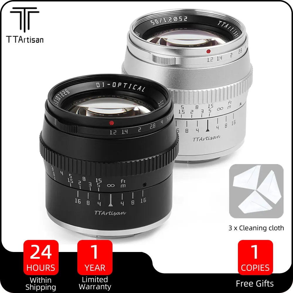 

TTartisan 50 мм F1.2 APS-C Большая диафрагма ручной фокус портретный объектив для Canon M Nikon Z Sony E Fuji X Olympus L M43 крепление для камеры