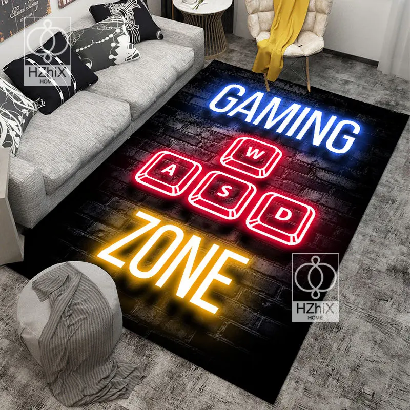 

Entrance Hallway Doormat Neon Game Pattern Living Room Gamepad Floor Rugs Home Decor Kitchen Carpet Anti Slip Bathroom Mat