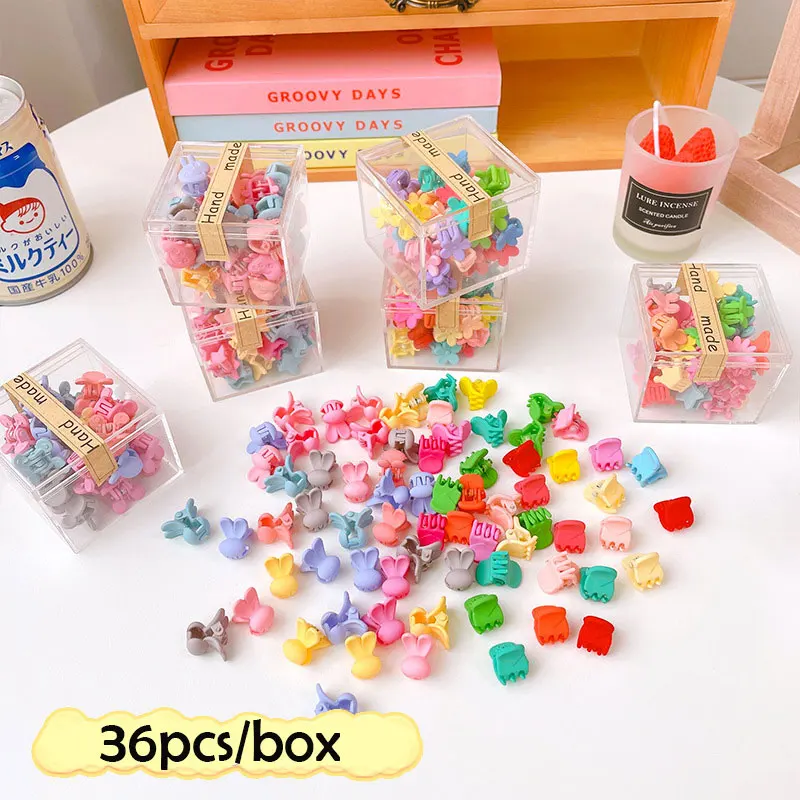 

36pcs/box Cute Girls Colorful Hair Claws Sweet Hairpins Hair Clips Baby Heart Flower Crown Animals Kid Hair Accessories