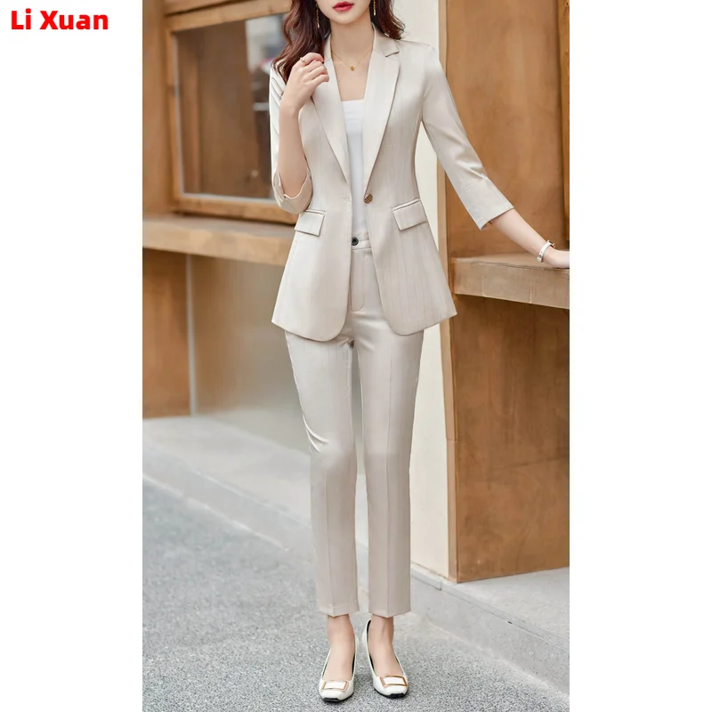Superior Quality Spring Summer Formal Ladies Fashion Blazer Women Business with Sets Work Wear Office Casual Pants Jacket Suits images - 6