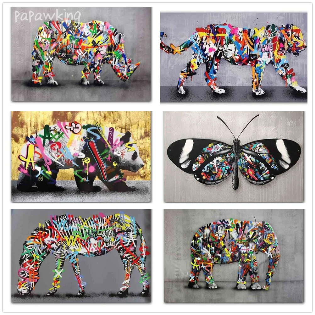 

Abstract Animal Diamond Painting DIY Full Drill Color Rhino Tiger Zebra Animals Poster Home Art Rhinestone Embroidery Decoration