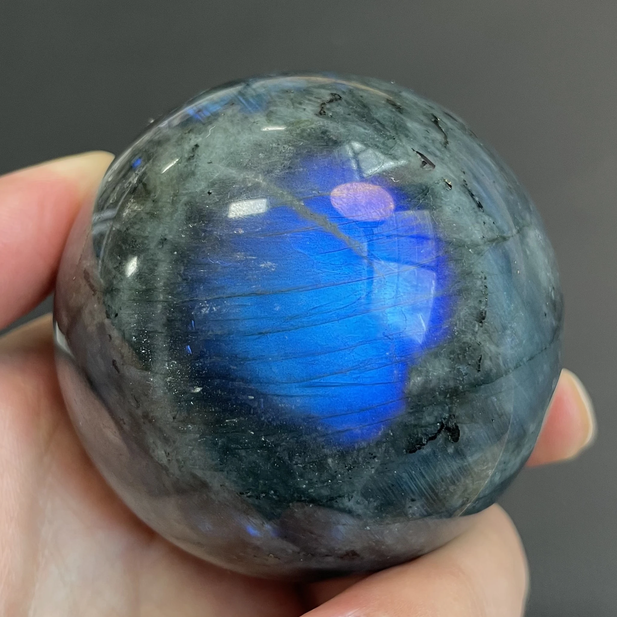 

434g Natural Stone Labradorite Sphere Polished Moonstone Crystal Ball Reiki Healing Gift Room Decor Y97