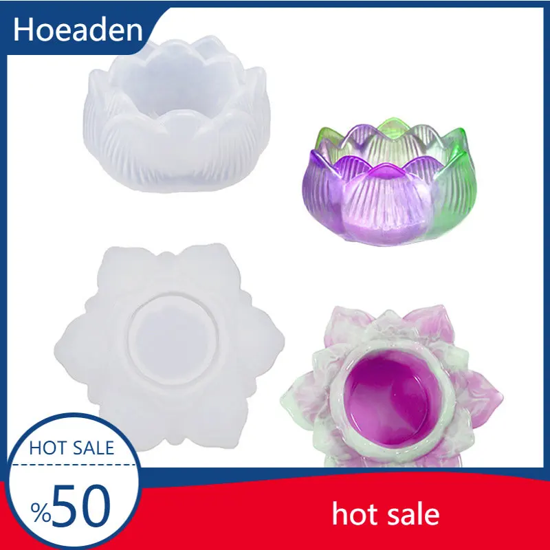 

DIY 3D Lotus Candle Holder Silicone Mold Wax Mould Clay Epoxy Resin Craft Making Homemade Storage Box Mold Tool Home Decoration