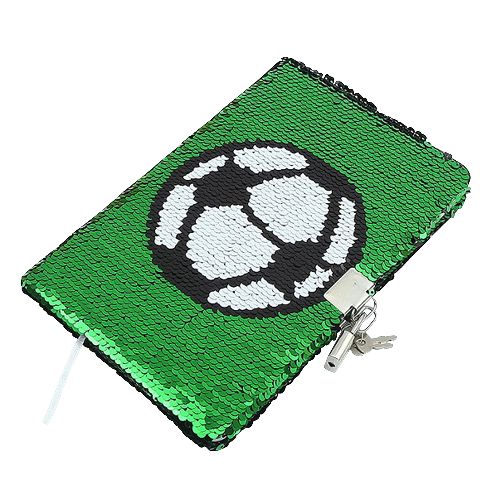 

Gift Travel Diary Sequin Journal Football Pattern Green Home Office Boy Girl Privacy Practical Fashion For Kids With Lock Keys