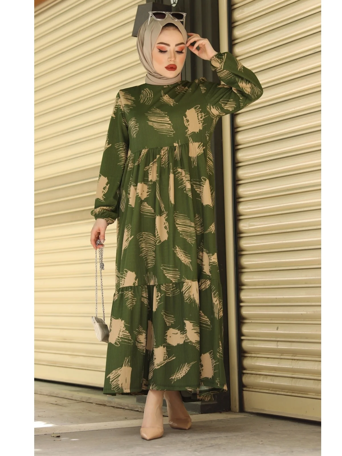

2022 New Fashion Brush Pattern Straw Belt Hijab Dress Women Youth Fashion Casual Version Ladies Abaya Stylish Quality Luxury