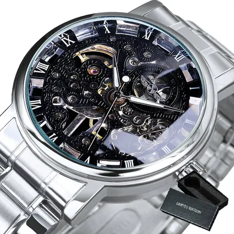 Мужские автоматические механические часы WINNER, мужские часы-скелетоны с металлическим ремешком люксового бренда s 2021, часы унисекс
