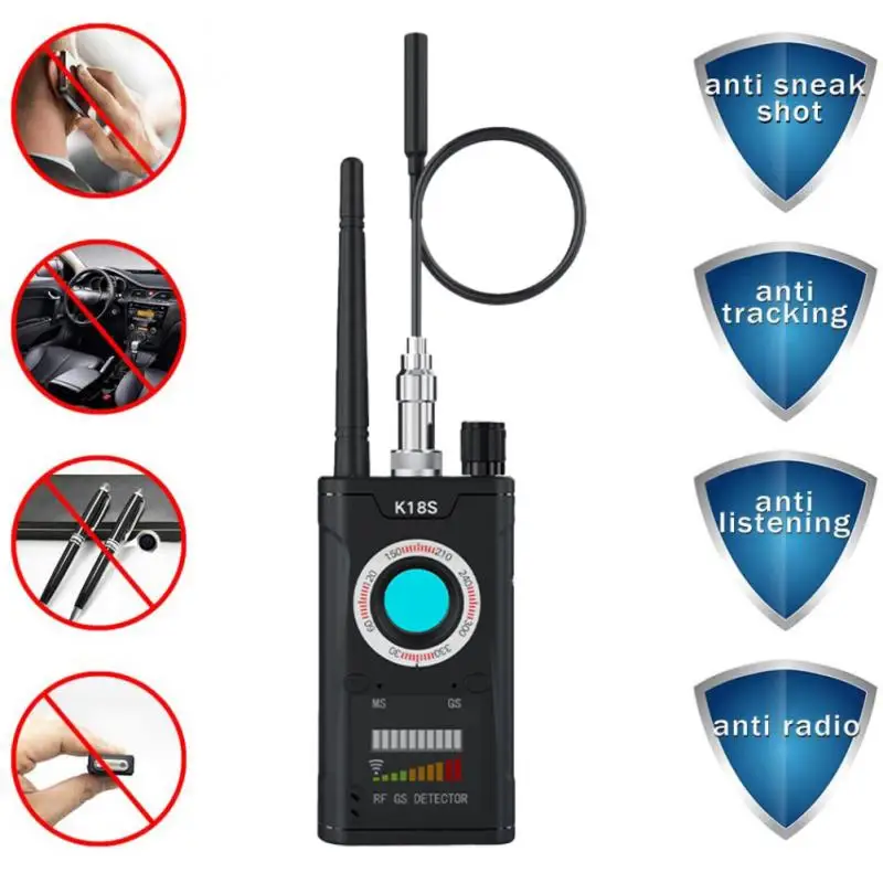 

Multifunctional Anti Spy Camera Detector LED Infrared Scanning RF Signal Detection Wireless Bug Micro Cam GSM GPS Tracker K18S