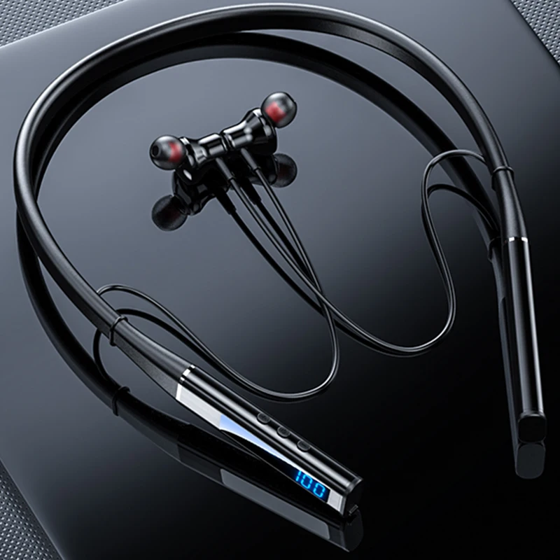 Беспроводные наушники с воспроизведением 100 часов Bluetooth 5 1 магнитные спортивные