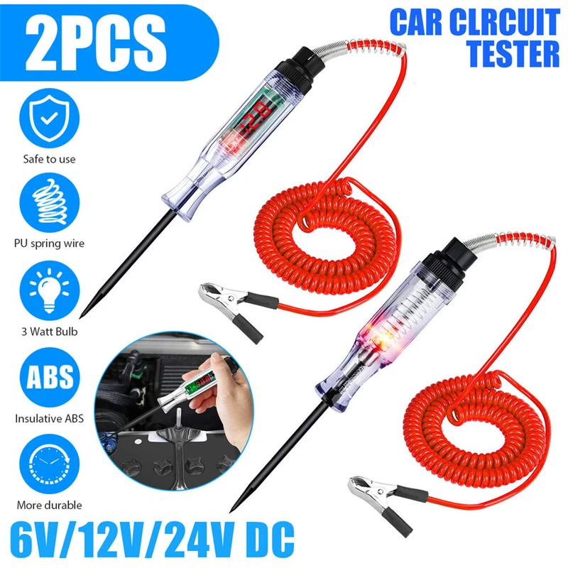 

6-24V Digital Display Electric Voltage Circuit Tester Continuity Long Probe Pen Light Automobile Diagnostic Tools Auto Repair