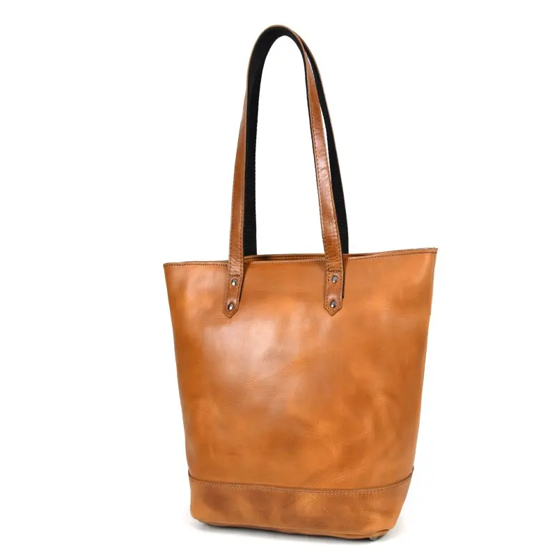 

Женская сумка-тоут из натуральной кожи, 14 дюймов | Отделение для ноутбука | Регулируемый плечевой ремень-коричная