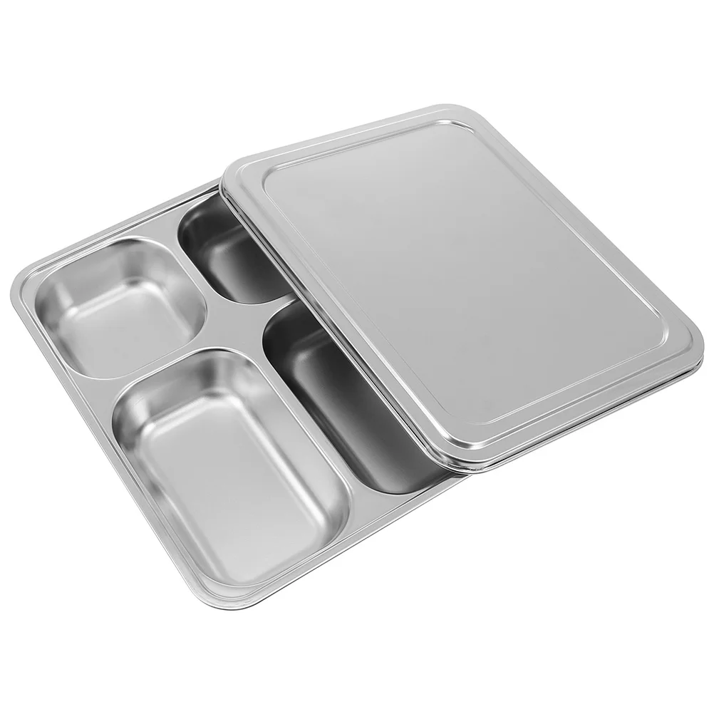 

Tray Plates Divided Plate Control Portion Metal Dishes Dinner Serving Snacksteel Stainless Kids Trays Toddlers Camping Cafeteria