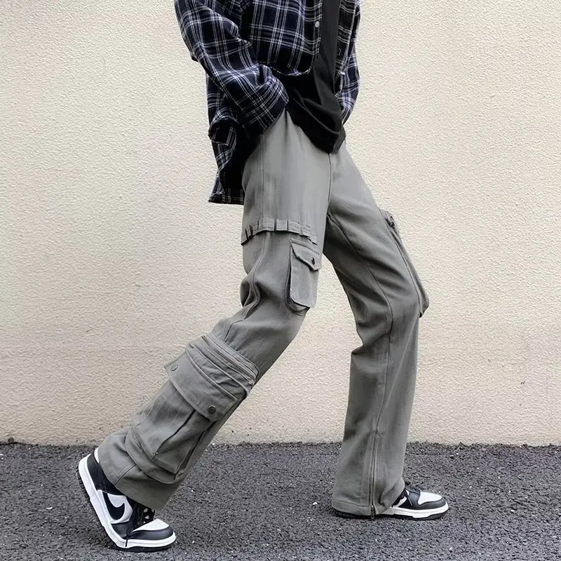 

New 2023 top Quality Streetwear high Rise Baggy Jeans Trousers Straight Solid men denim pants 8188