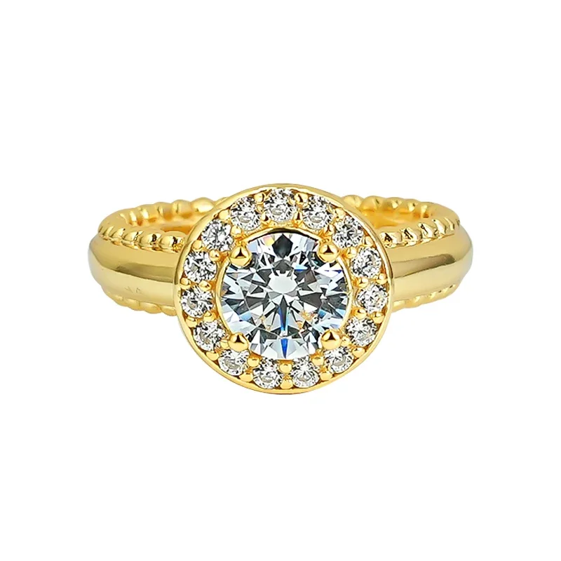 Женское кольцо из серебра 925 пробы с круглым бриллиантом