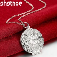 925 sterling silver 16 30 inch chain round photo frame pendant necklace for women jewelry fashion wedding engagement party gift