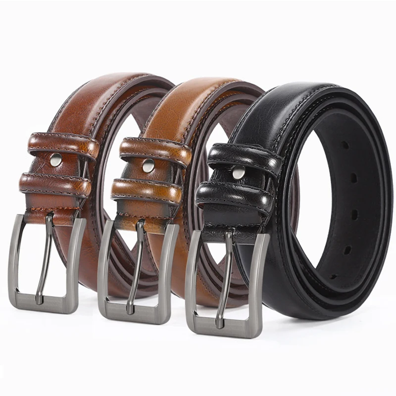 Men's Leather Belt Metal Needle Buckle Belt High Quality Youth Casual Fashion Men Jeans Belt