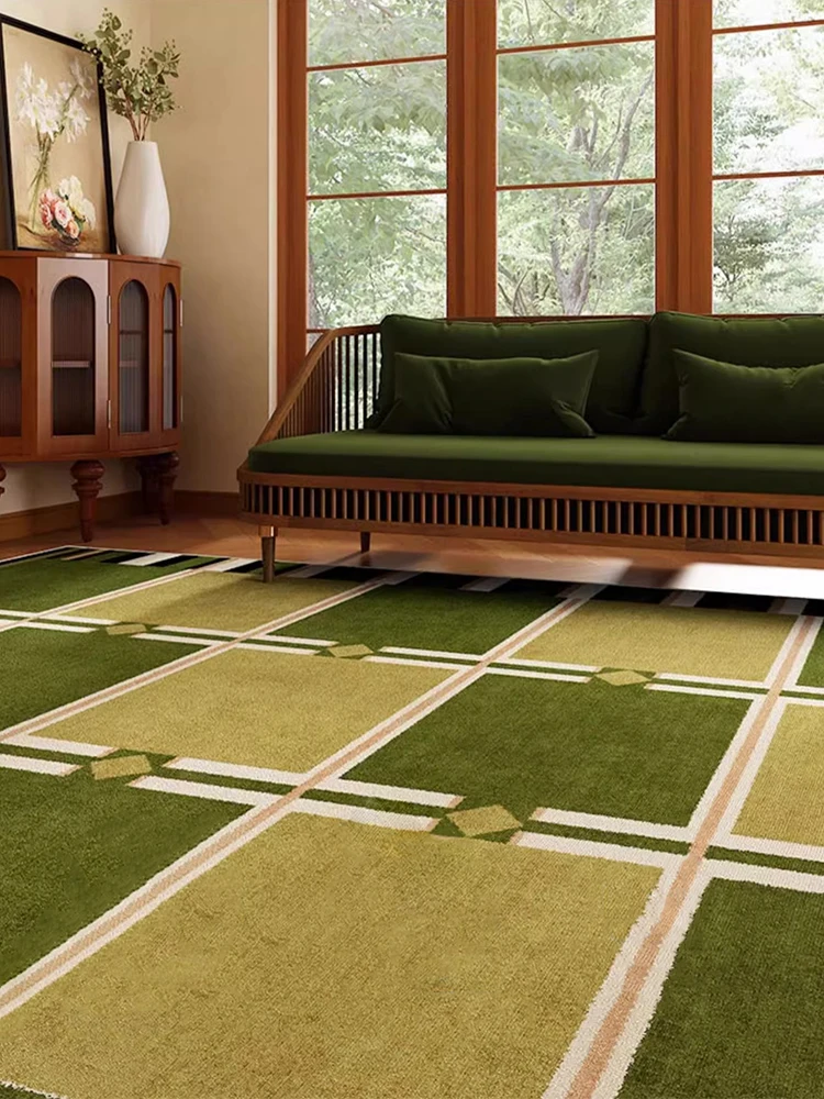 Художественный клетчатый ковер в стиле ретро удобный простой уходе прикроватный